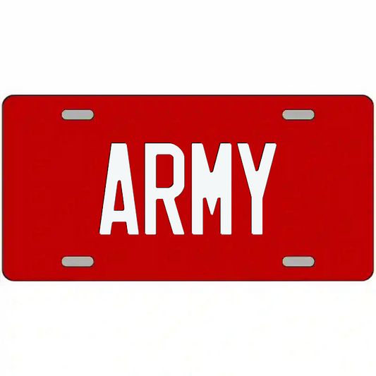 Army White on Red Metal Sign