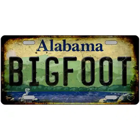 Bigfoot Rusty Look Alabama Metal Sign