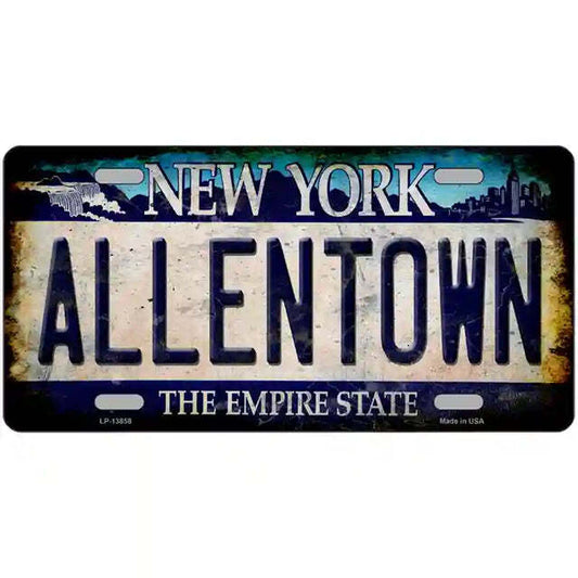 Allentown Rusty Look New York Blue Metal Sign