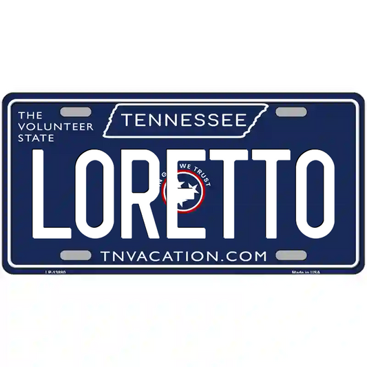 Loretto Tennessee Blue Metal Sign