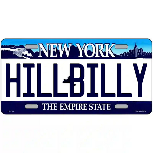 Hillbilly New York Blue Metal Sign