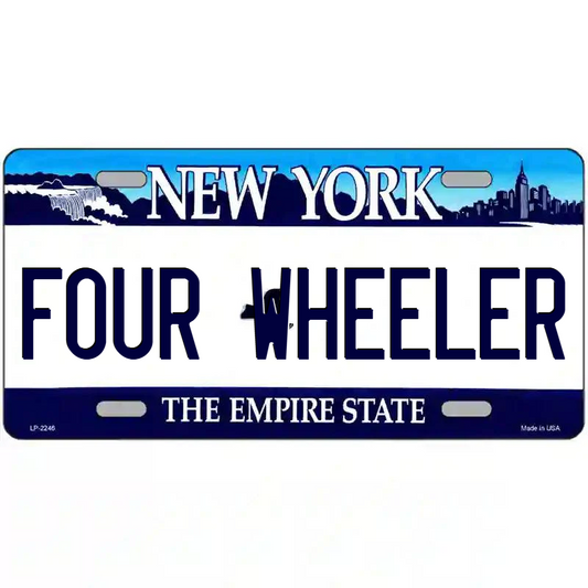 Four-Wheeler New York Blue Metal Sign