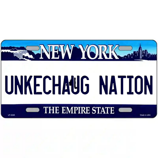 Unkechaug Nation New York Blue Metal Sign