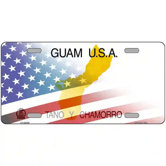 Guam with American Flag Metal Sign