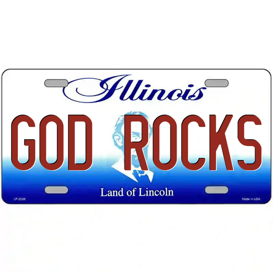 God Rocks Illinois Metal Sign