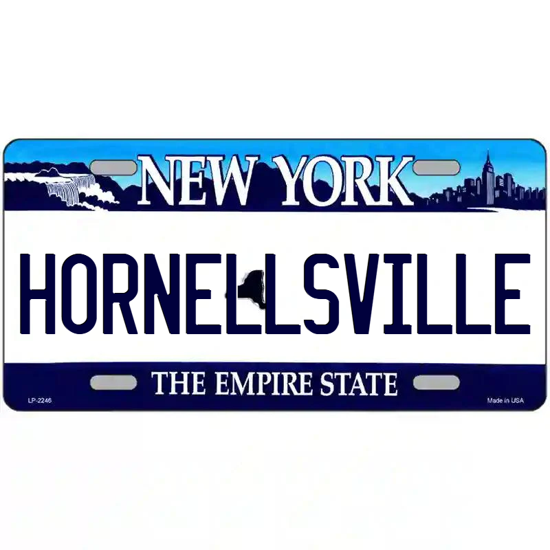 Hornellsville New York Blue Metal Sign