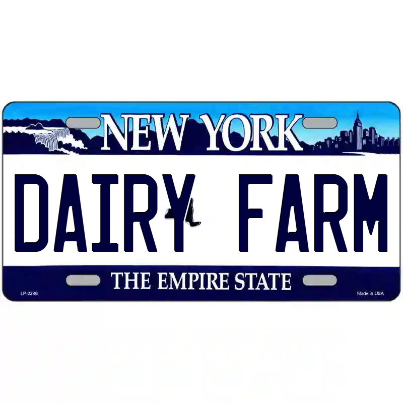 Dairy Farm New York Blue Metal Sign