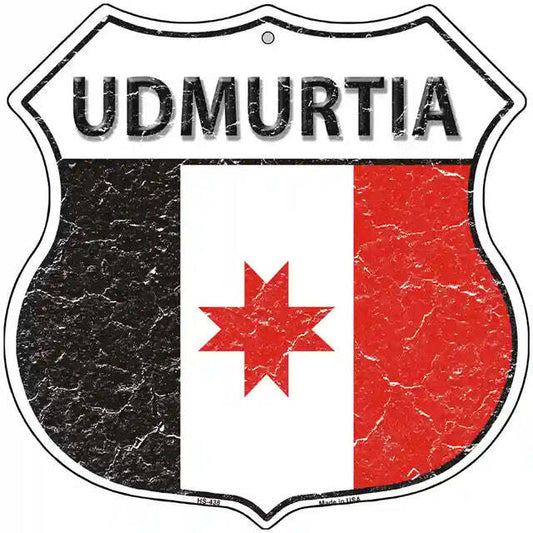 Udmurtia Flag Highway Shield Metal Sign