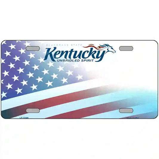 Kentucky with American Flag Metal Sign