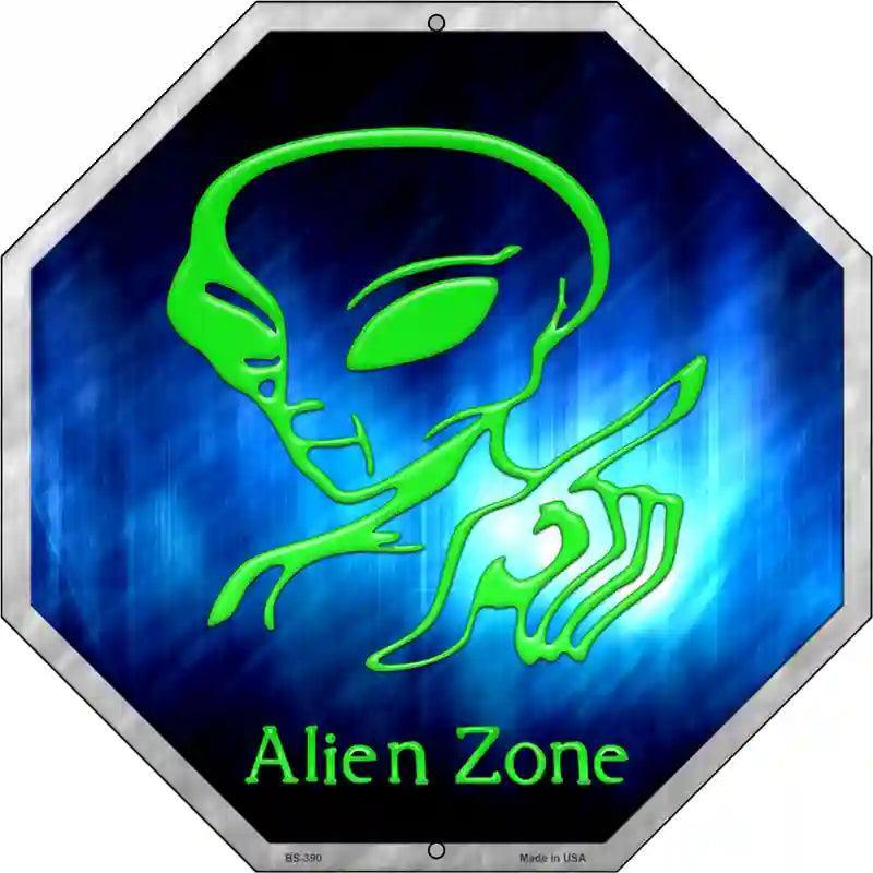 Alien Zone 12" Octagon Metal Sign
