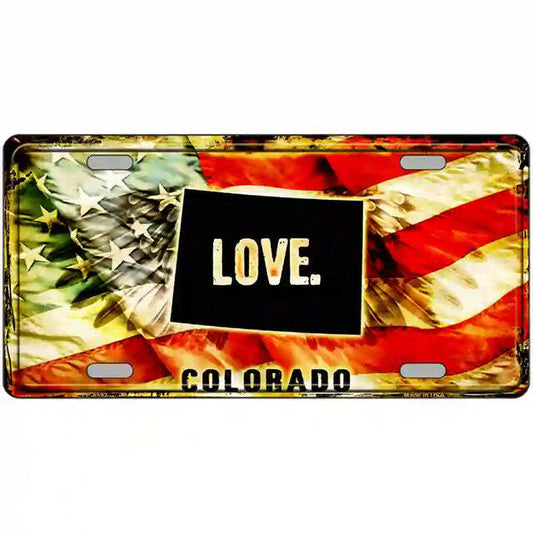 Colorado Love American Flag Metal Sign
