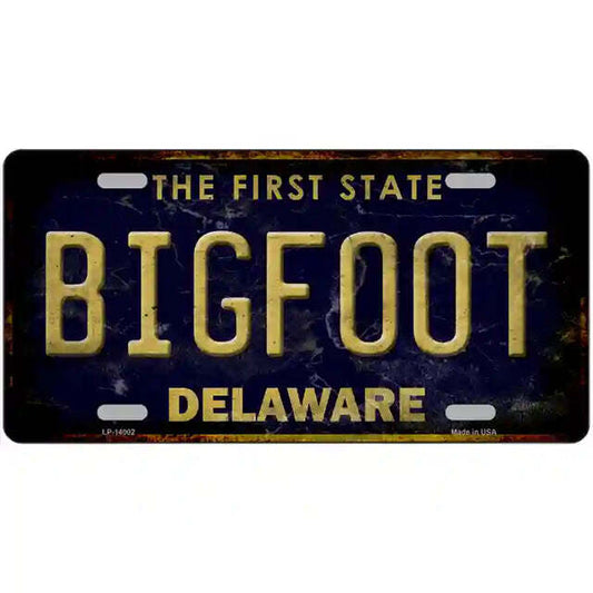 Delaware Rusty Look Bigfoot Metal Sign