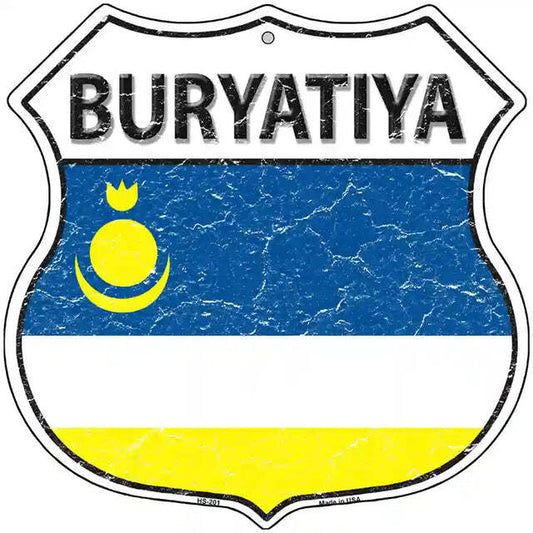 Buyatiya Flag Highway Shield Metal Sign