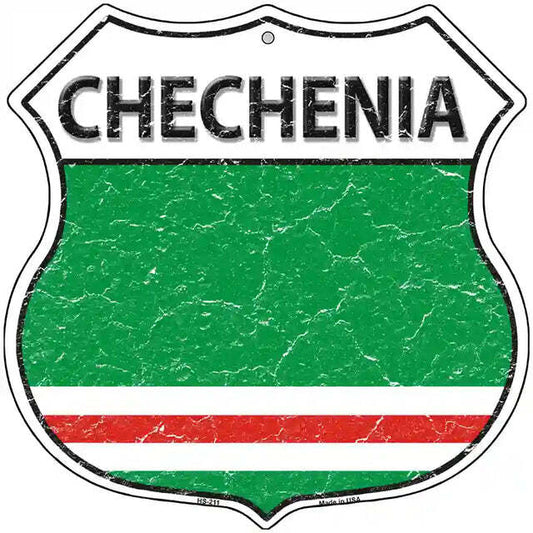 Chechenia Flag Highway Shield Metal Sign