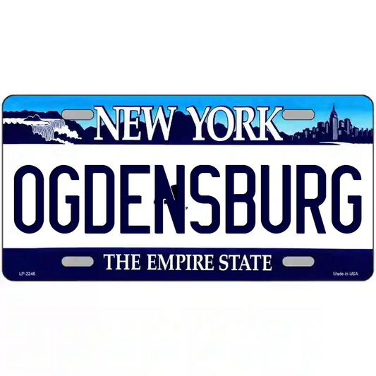 Ogdensburg New York Blue Metal Sign