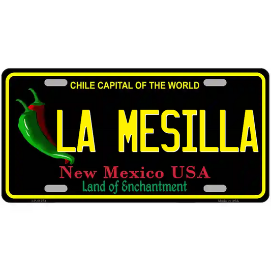 La Mesilla New Mexico Black Metal Sign