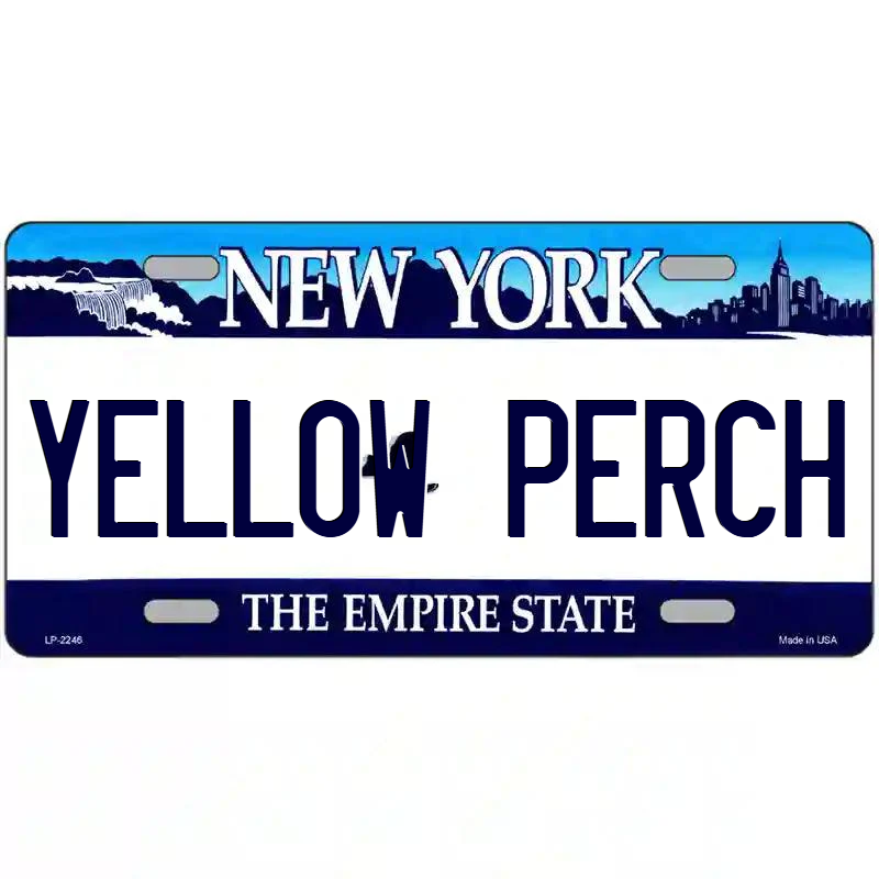 Yellow Perch New York Blue Metal Sign