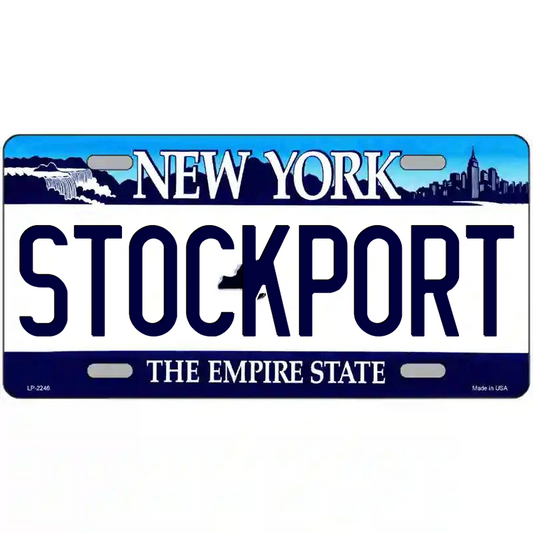 Stockport New York Blue Metal Sign