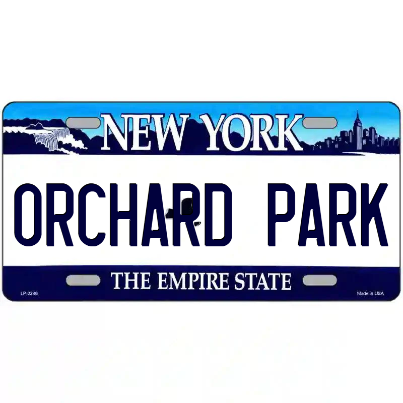 Orchard Park New York Blue Metal Sign