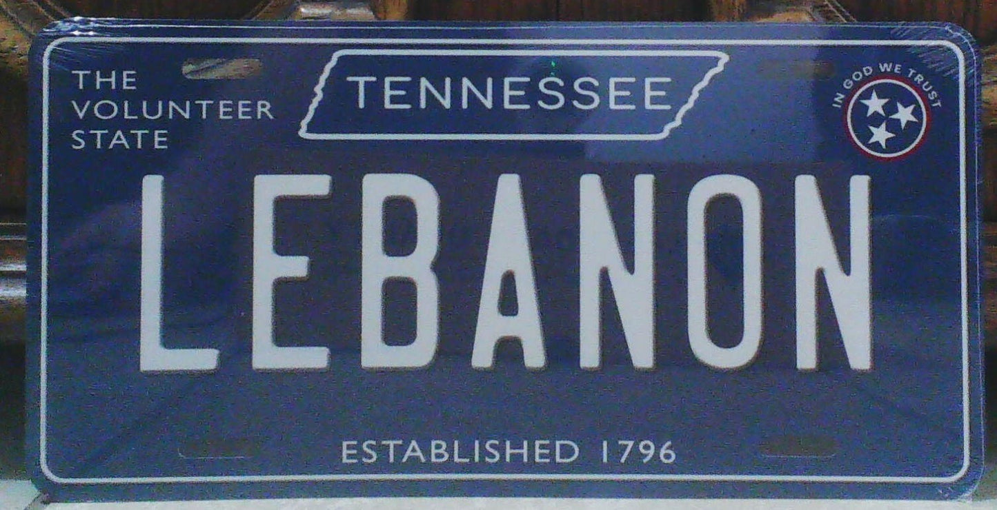 Lebanon Tennessee Blue Metal Sign