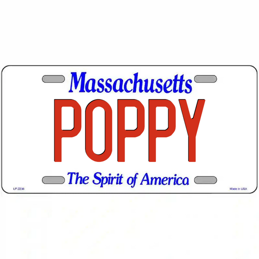 Poppy Massachusetts Metal Sign
