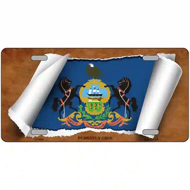 Pennsylvania Scroll Flag Metal Sign