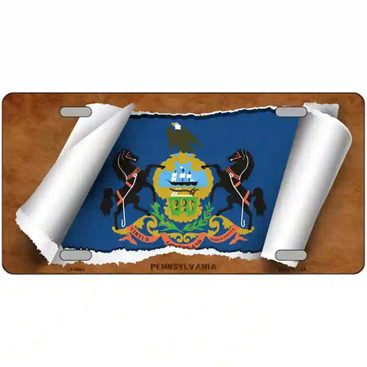 Pennsylvania Scroll Flag Metal Sign