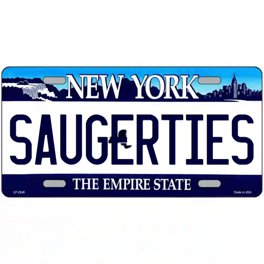 Saugerties New York Blue Metal Sign