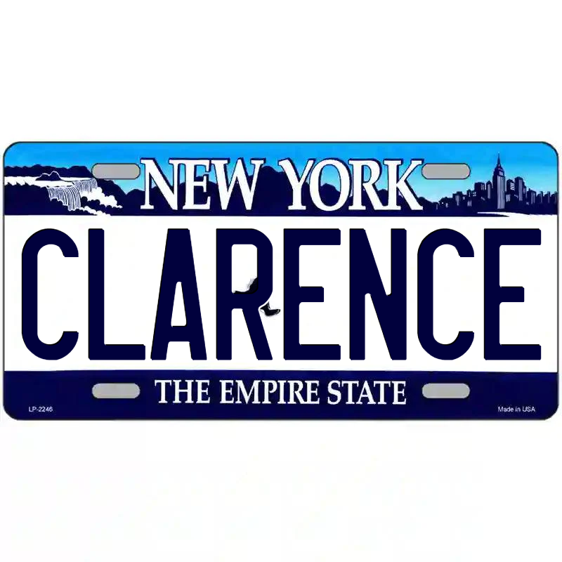 Clarence New York Blue Metal Sign