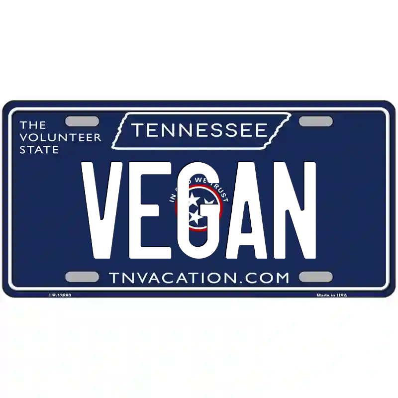 Vegan Tennessee Blue Metal Sign