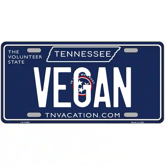 Vegan Tennessee Blue Metal Sign