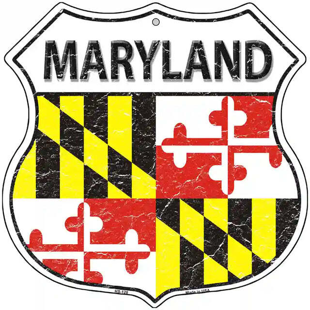 Maryland Flag Highway Shield Metal Sign
