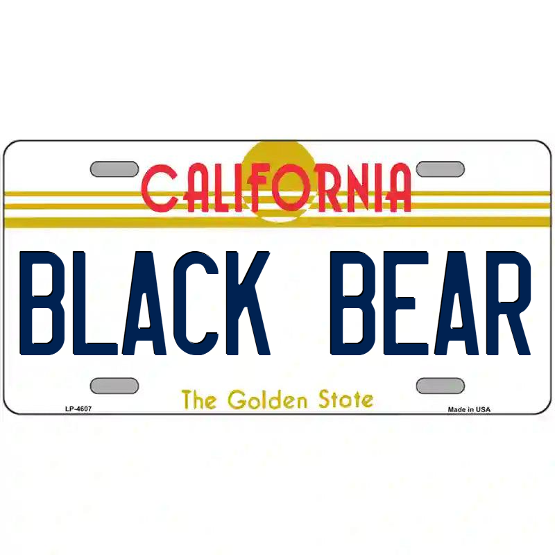Black Bear California Metal Sign
