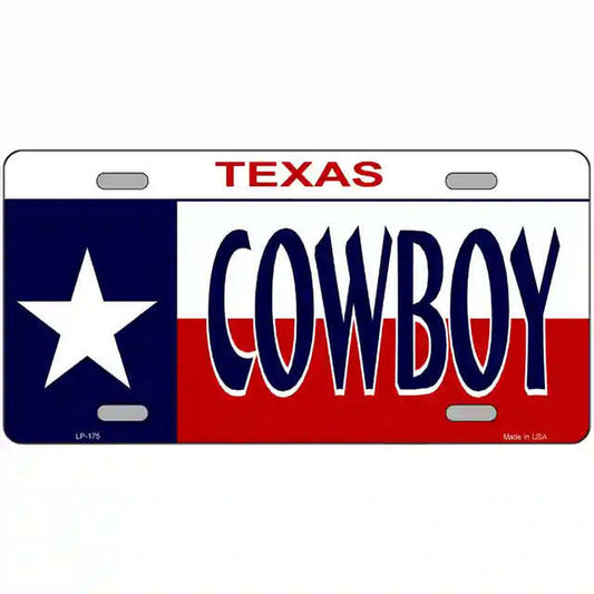 Cowboy Texas Flag Metal Sign