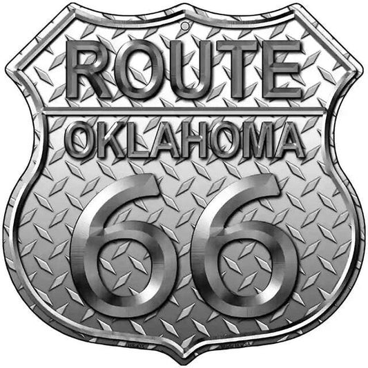 Oklahoma Route 66 Diamond Look Highway Shield Metal Sign