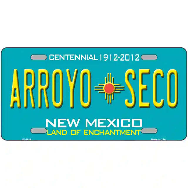 Arroyo Seco New Mexico Teal Metal Sign