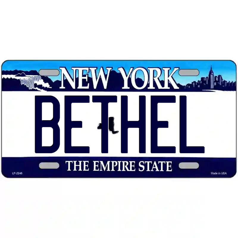 Bethel New York Blue Metal Sign