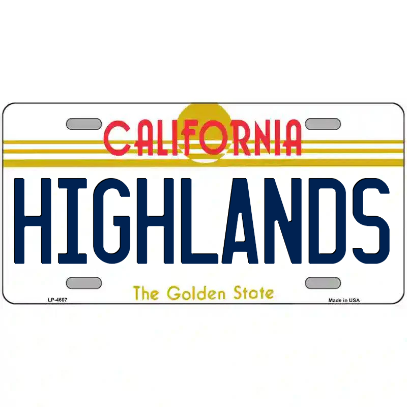 Highlands California Metal Sign