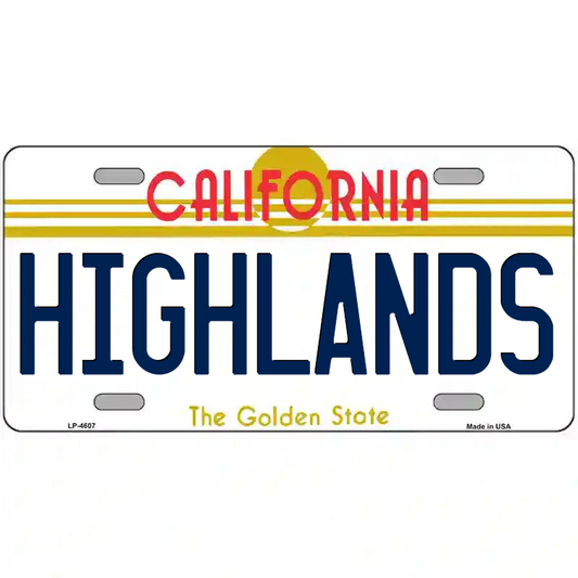 Highlands California Metal Sign