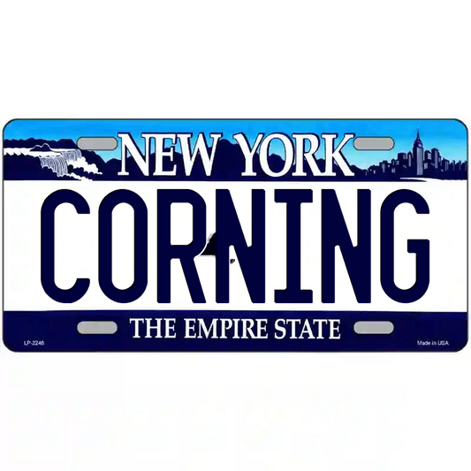 Corning New York Blue Metal Sign