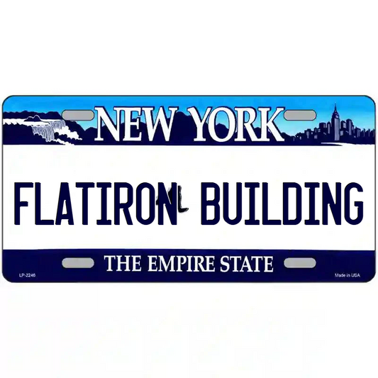 Flatiron Building New York Blue Metal Sign
