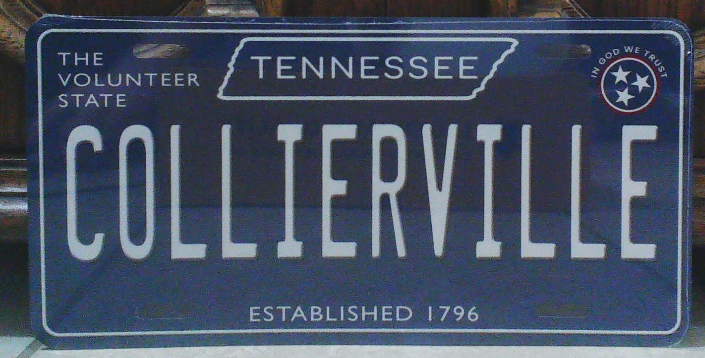 Collierville Tennessee Blue Metal Sign