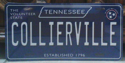 Collierville Tennessee Blue Metal Sign
