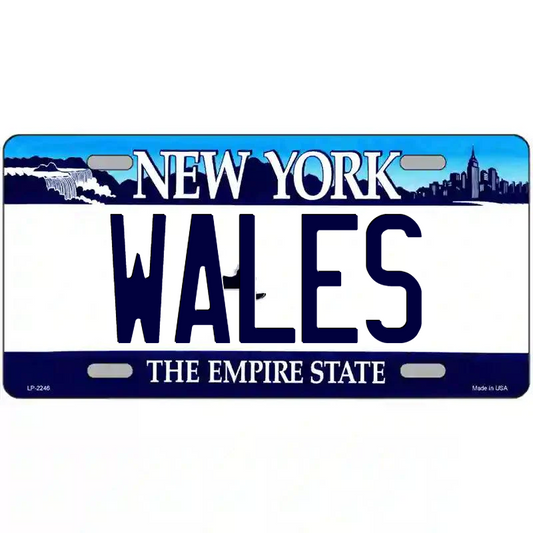 Wales New York Blue Metal Sign