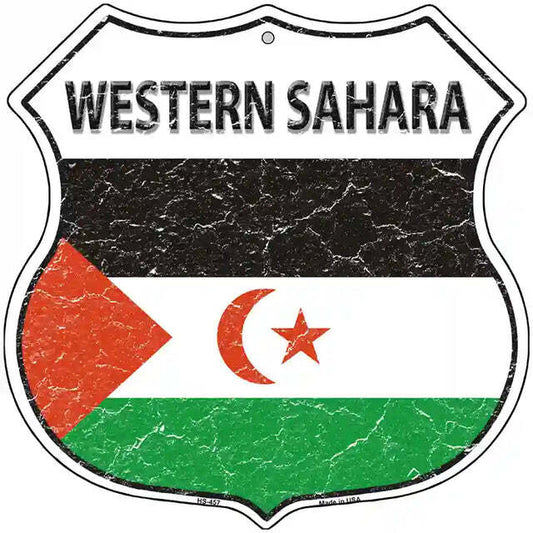 Western Sahara Flag Highway Shield Metal Sign