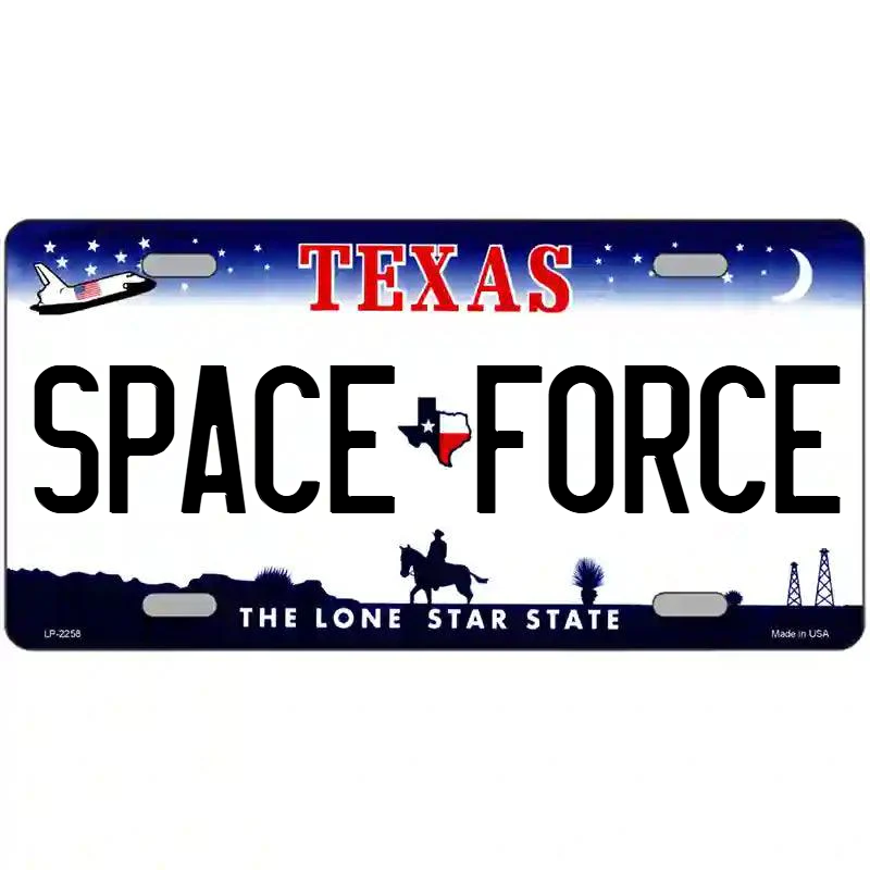 Space Force Texas Metal Sign