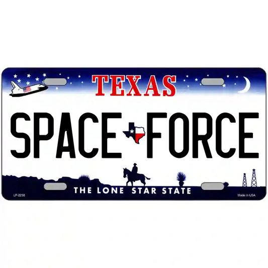 Space Force Texas Metal Sign