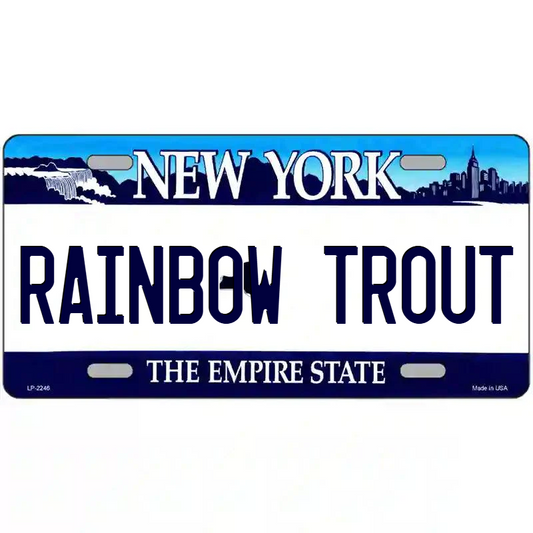 Rainbow Trout New York Blue Metal Sign