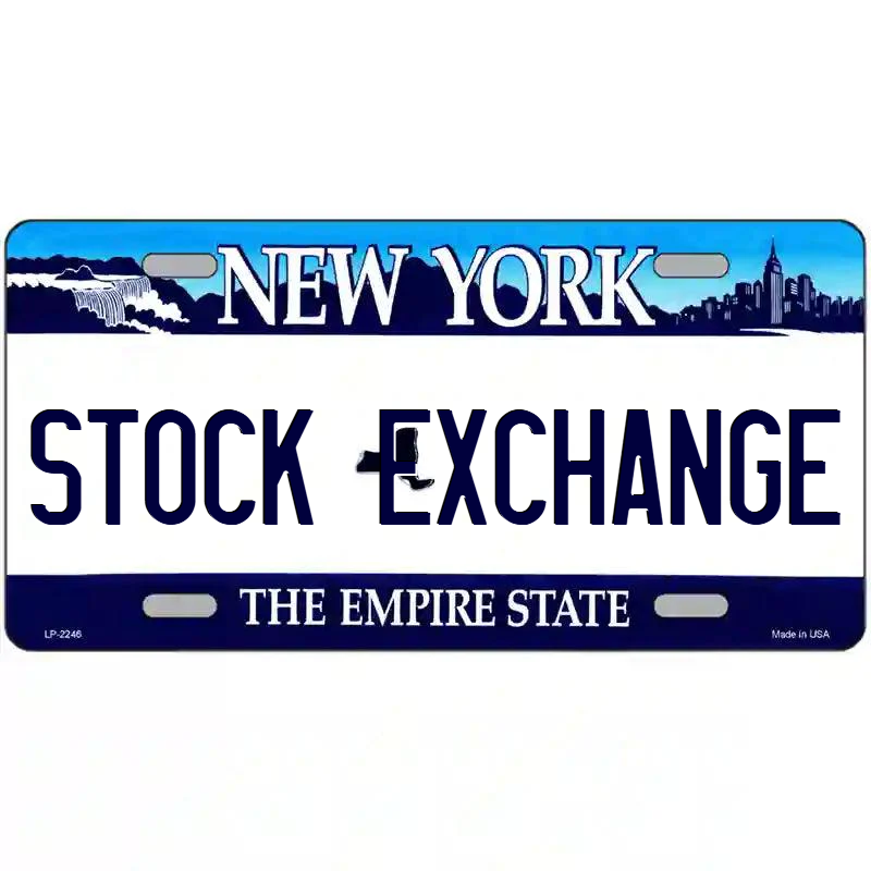 Stock Exchange New York Blue Metal Sign