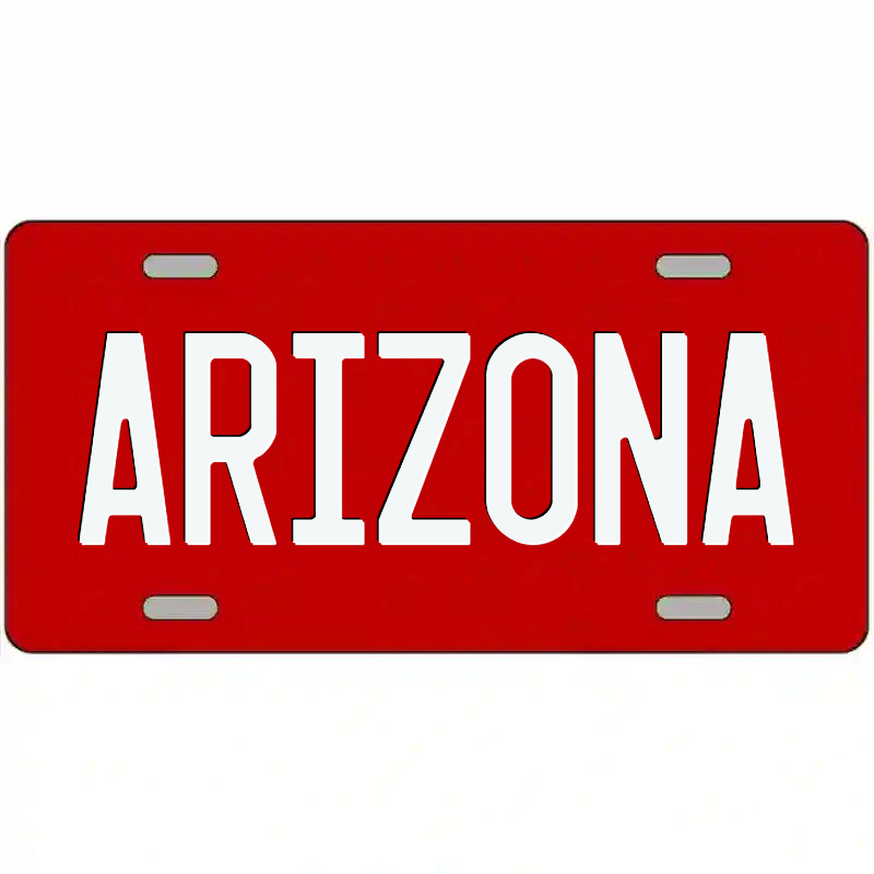 Arizona White on Red Metal Sign